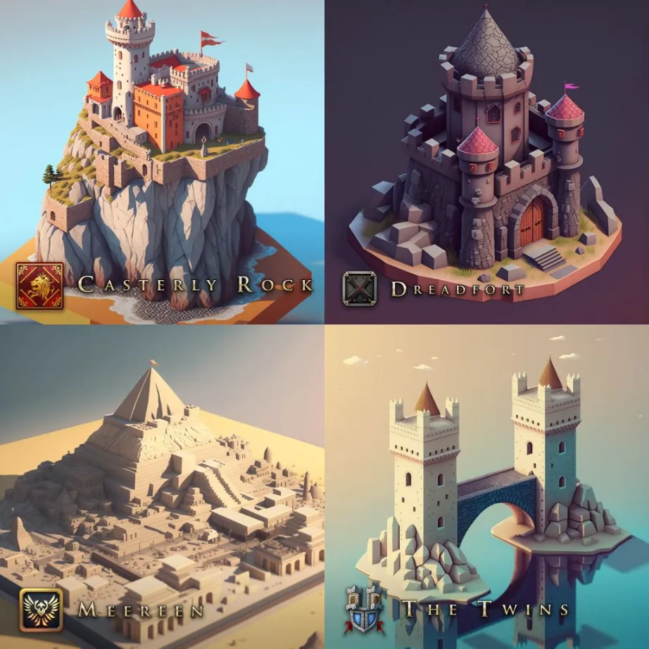 Game of Thrones Mobile Game (AI Generated) Caterly Rock, The Dreadfort, Meereen, The Twins
