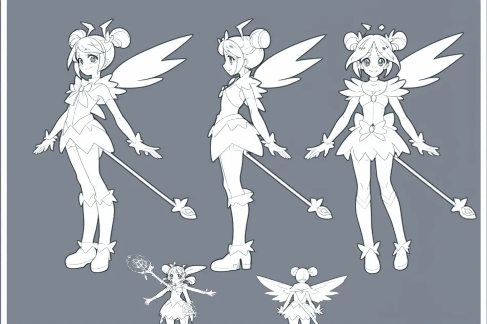 Midjourney Prompt Anime Character Design Sheet, Vtuber Design