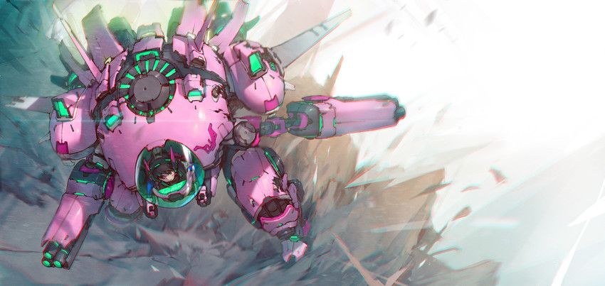 Original art by Kieed, Wide Angle, D. Va dynamic composition