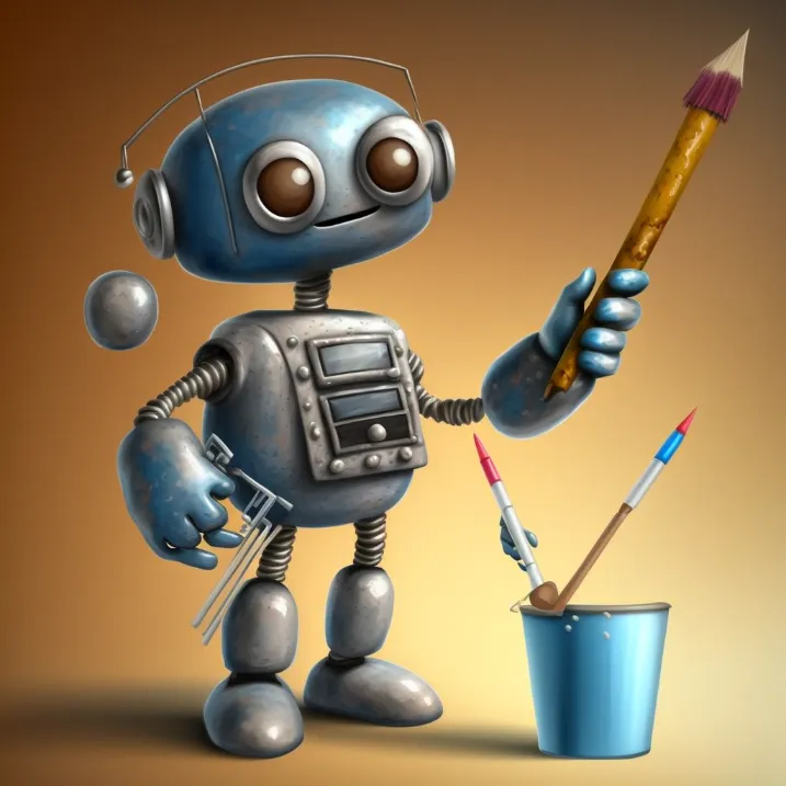 m m mascot robot with a paint brush cf396e33 a14b 43b7 8d70 266c04bf0fa5