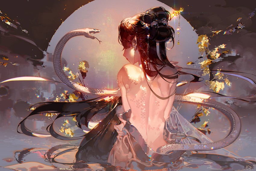 Original art by Kawacy Female back and snakes