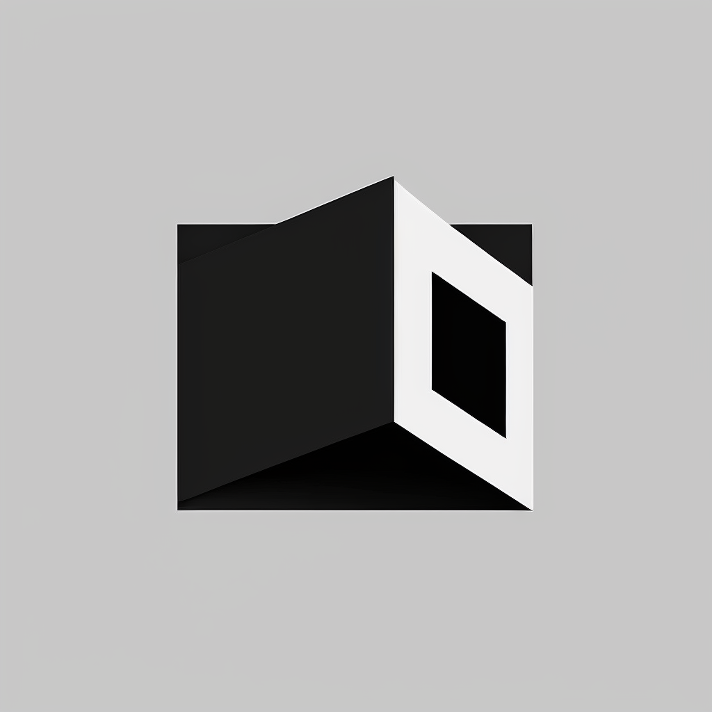 Midjourney generated logo of black and white geometric shape.