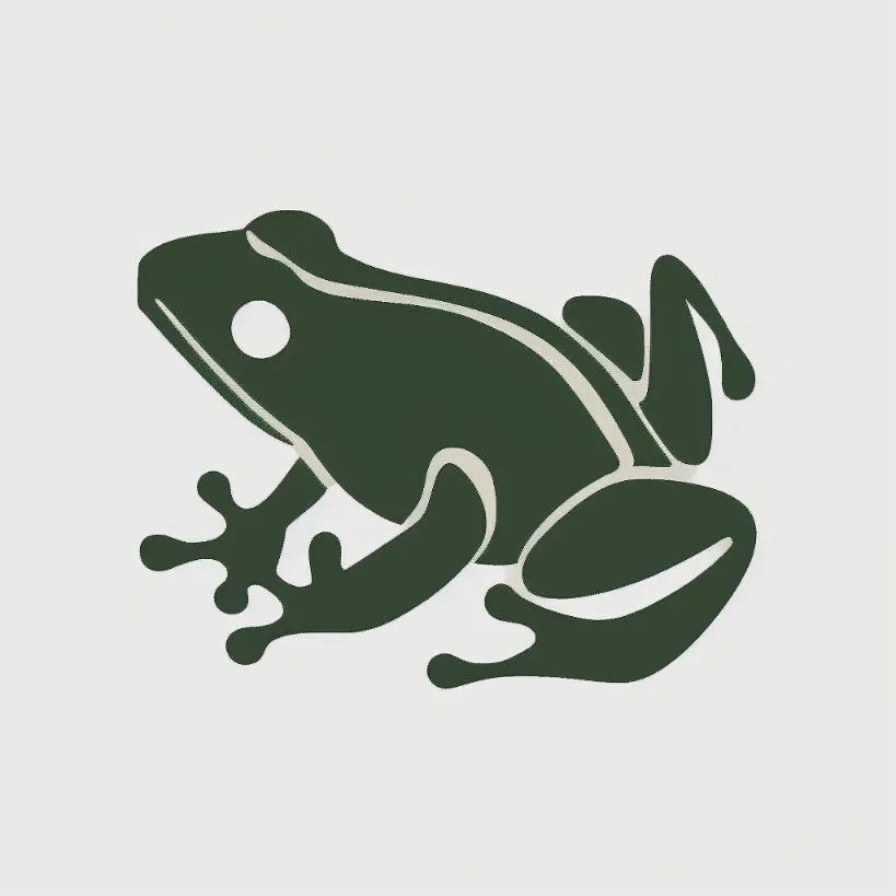 Midjourney generated logo of a Green frog.