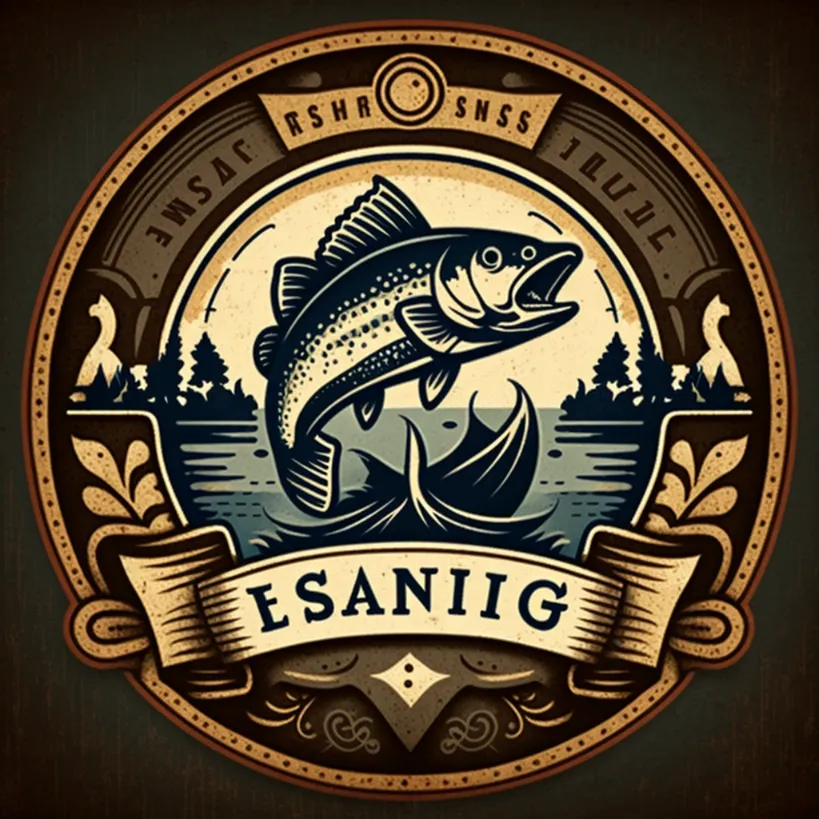 Generated vintage emblem featuring a leaping fish.