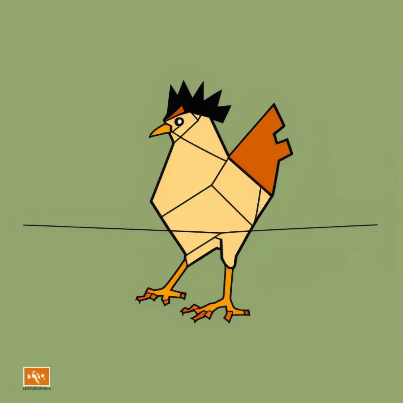 Generated logo of a chicken in the style of Egon Schiele.
