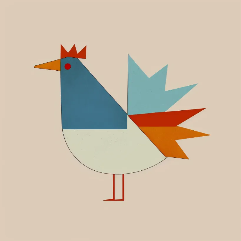Generated logo of a chicken in the style of Paul Klee.