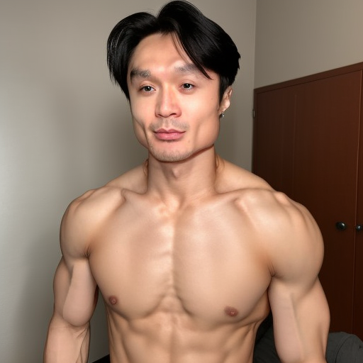 Generated image from custom model: me but turned into a bodybuilder.